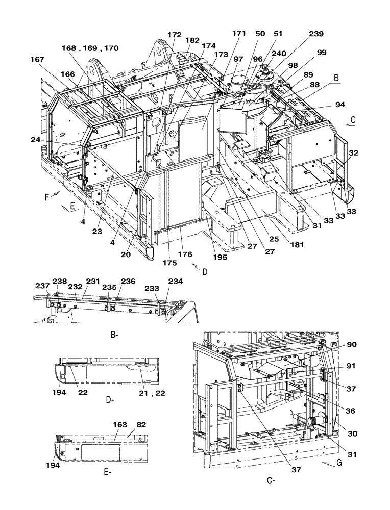 Схема запчастей Case CX350C - (09-005[02]) - COWLING (09) - CHASSIS/ATTACHMENTS