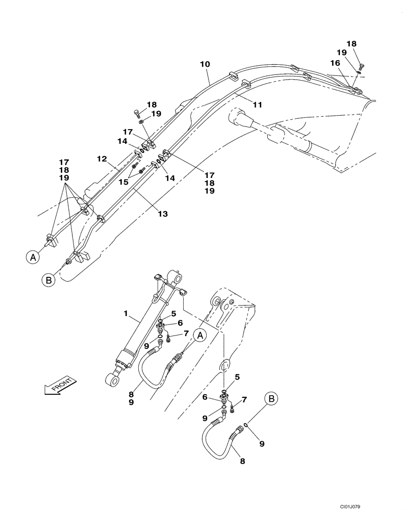 Схема запчастей Case CX330 - (08-16) - HYDRAULICS - BUCKET, 2,0 METER (6 FT 6 IN) ARM (08) - HYDRAULICS