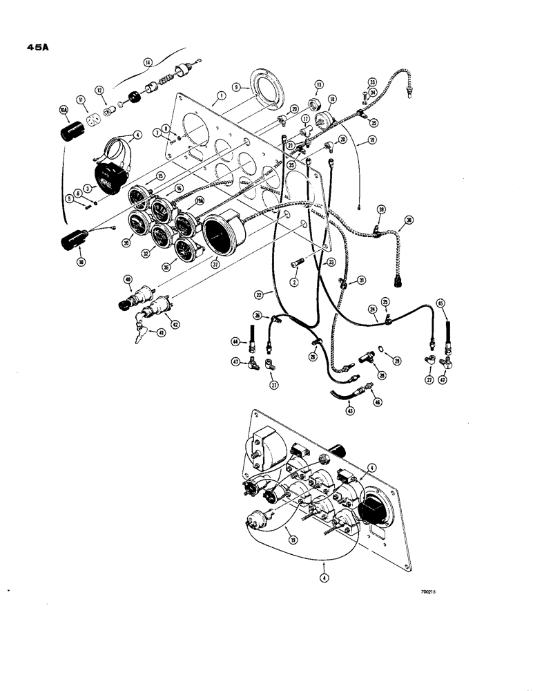 Схема запчастей Case 850 - (045A) - OIL PRESSURE GAUGES WITH HOSES, INSTRUMENT PANEL (06) - ELECTRICAL SYSTEMS