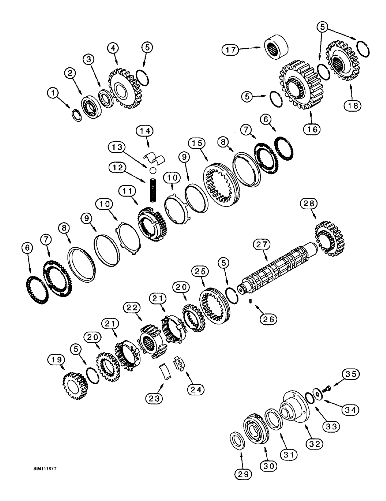 Схема запчастей Case 570LXT - (6-038) - TRANSMISSION ASSEMBLY, SECONDARY SHAFT, TWO WHEEL OR FOUR WHEEL DRIVE (06) - POWER TRAIN