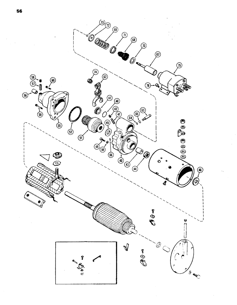 Схема запчастей Case 850 - (056) - R26136 STARTER, 1ST USED TRAC. SER. NO. 7074489 (06) - ELECTRICAL SYSTEMS