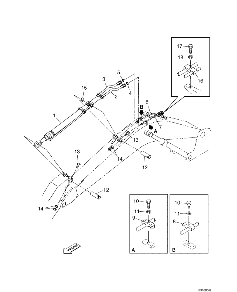 Схема запчастей Case CX225SR - (08-17) - HYDRAULICS - ARM CYLINDER, MODELS WITHOUT LOAD HOLD (08) - HYDRAULICS