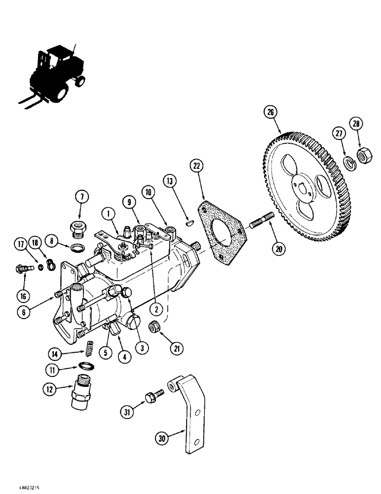 Схема запчастей Case 584E - (3-10) - FUEL INJECTION PUMP AND DRIVE, PRIOR TO P.I.N. JJG0251722, 4-390 ENGINE (03) - FUEL SYSTEM