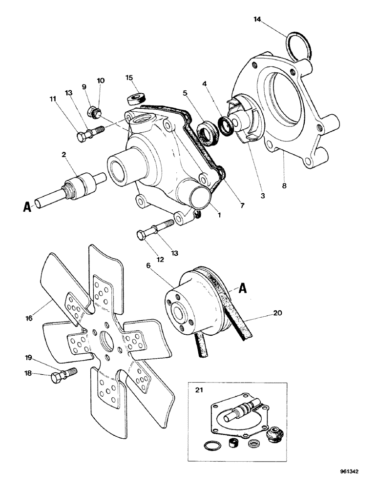 Схема запчастей Case 580G - (14) - ENGINE - WATER PUMP AND FAN (10) - ENGINE