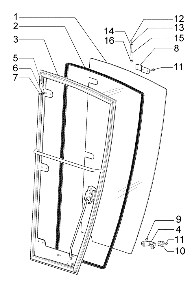 Схема запчастей Case 885B AWD - (09-40[02]) - CAB LOW PROFILE, DOOR RH - LH (09) - CHASSIS/ATTACHMENTS