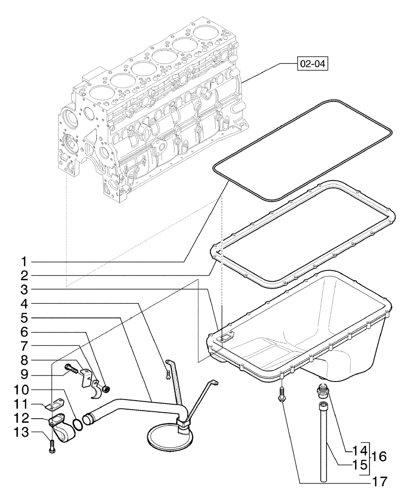 Схема запчастей Case 865B AWD - (02-25[01]) - OIL PUMP, RESERVOIR (02) - ENGINE