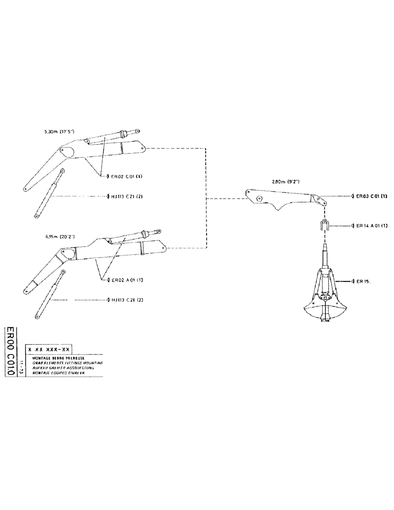 Схема запчастей Case RC200L - (106) - GRAB ELEMENTS FITTINGS MOUNTINGS 