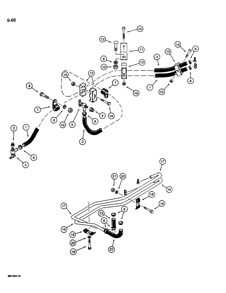 Схема запчастей Case W14B - (9-66) - HEATING LINES (09) - CHASSIS/ATTACHMENTS