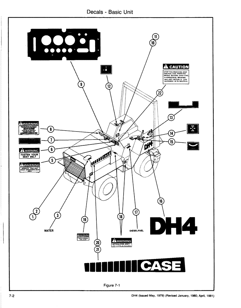 Схема запчастей Case DH4 - (7-02) - DECALS- BASIC UNIT (90) - PLATFORM, CAB, BODYWORK AND DECALS