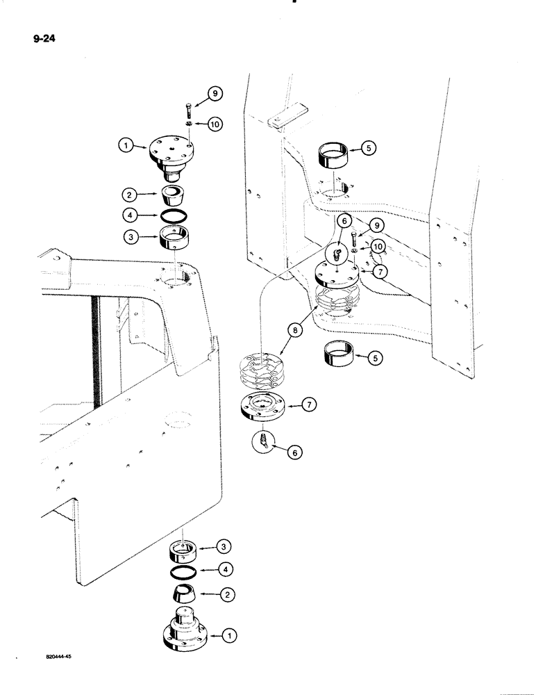 Схема запчастей Case W20C - (9-024) - FRONT AND REAR FRAME PIVOT PARTS (09) - CHASSIS/ATTACHMENTS