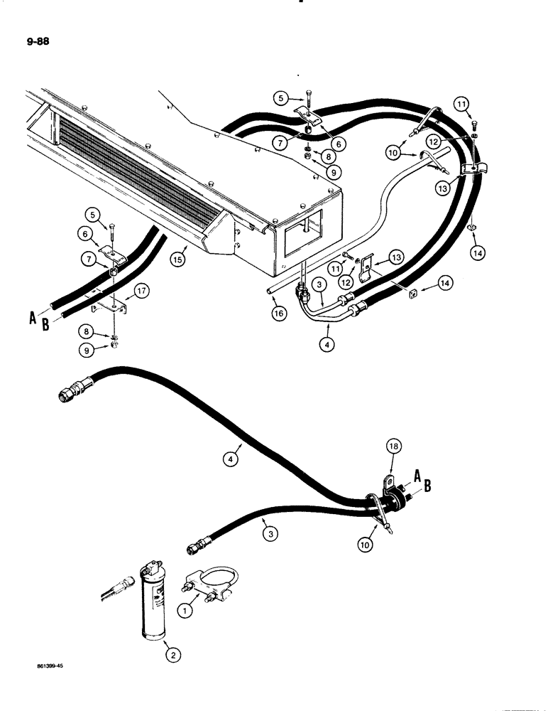 Схема запчастей Case W20C - (9-088) - AIR CONDITIONING LINES, FOR RADIATOR MOUNTED CONDENSER (09) - CHASSIS/ATTACHMENTS