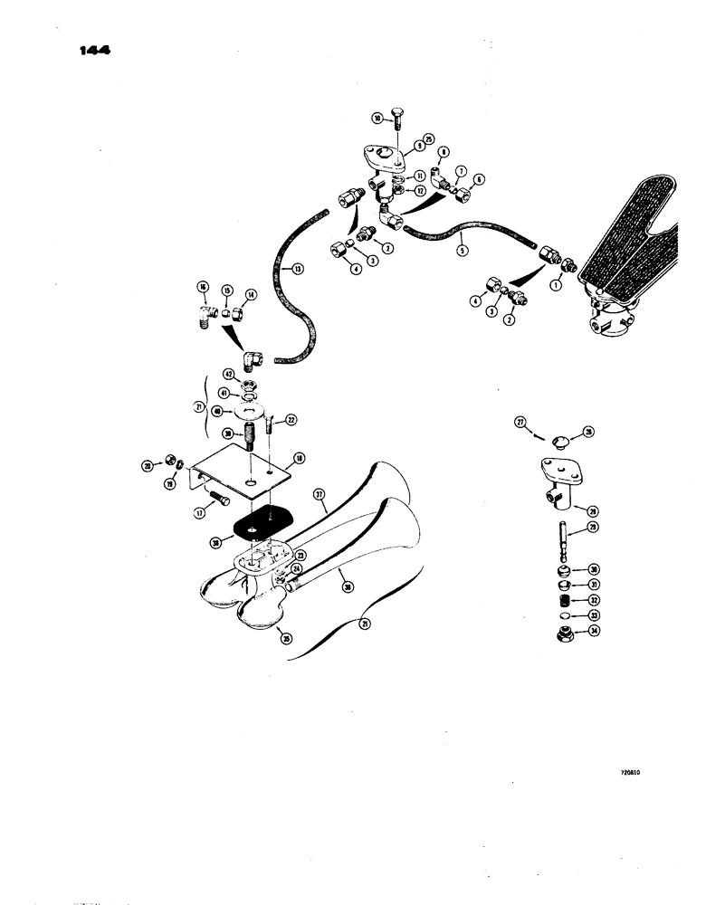 Схема запчастей Case W24B - (144) - HORN AND RELATED PARTS (09) - CHASSIS