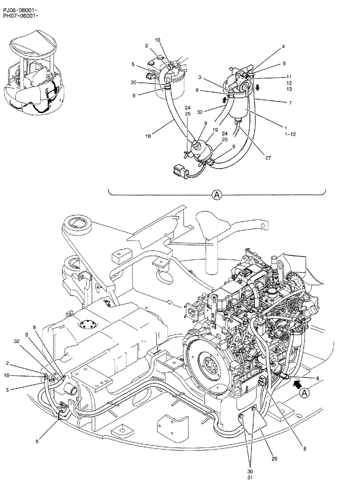 Схема запчастей Case CX50B - (01-013) - FUEL LINES (PH21P00004F1) (05) - SUPERSTRUCTURE