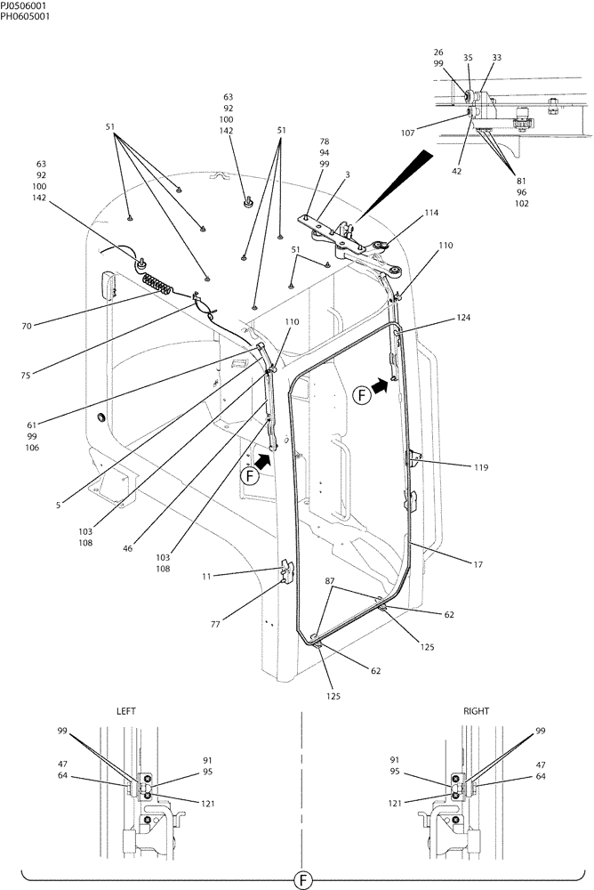Схема запчастей Case CX50B - (05-011) - CAB ASSY-COOLER (50) - CAB CLIMATE CONTROL
