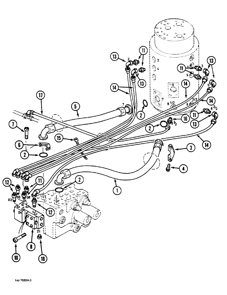 Схема запчастей Case 1088 - (7-06) - TRACK DRIVE CONTROL CIRCUIT, PRESSURE AND RETURN LINES P.I.N. FROM 19801 AND AFTER (07) - BRAKES