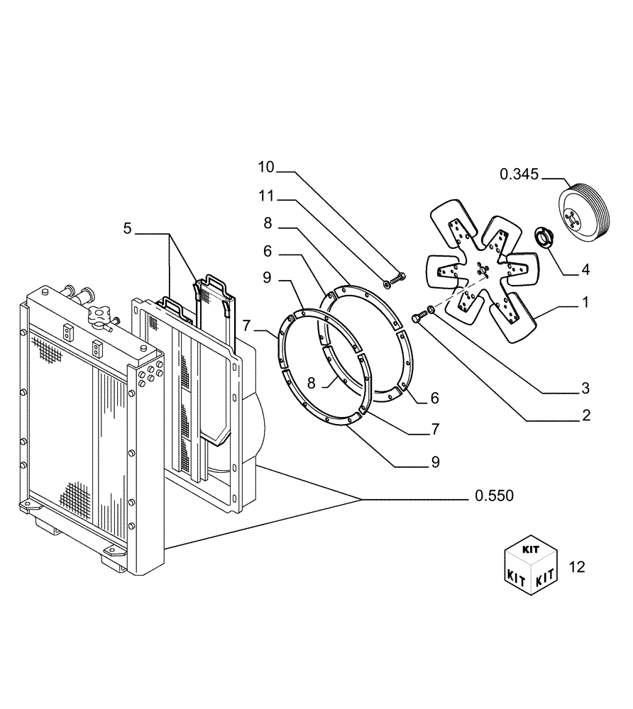Схема запчастей Case 1850K - (9.177[01]) - FAN - OPTIONAL CODE 784152011 (19) - OPTIONS