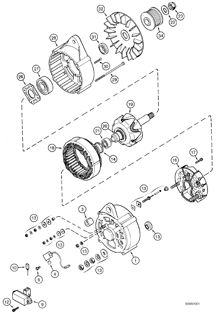 Схема запчастей Case 821C - (04-01) - ALTERNATOR ASSY (Jul 12 2010 11:44AM) (04) - ELECTRICAL SYSTEMS