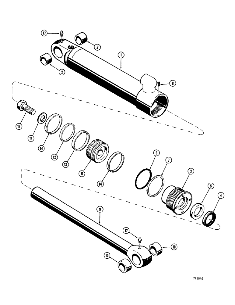 Схема запчастей Case 350 - (258) - G101251 LOADER GRAPPLE CYLINDER, HAS ONE PIECE PISTON (07) - HYDRAULIC SYSTEM