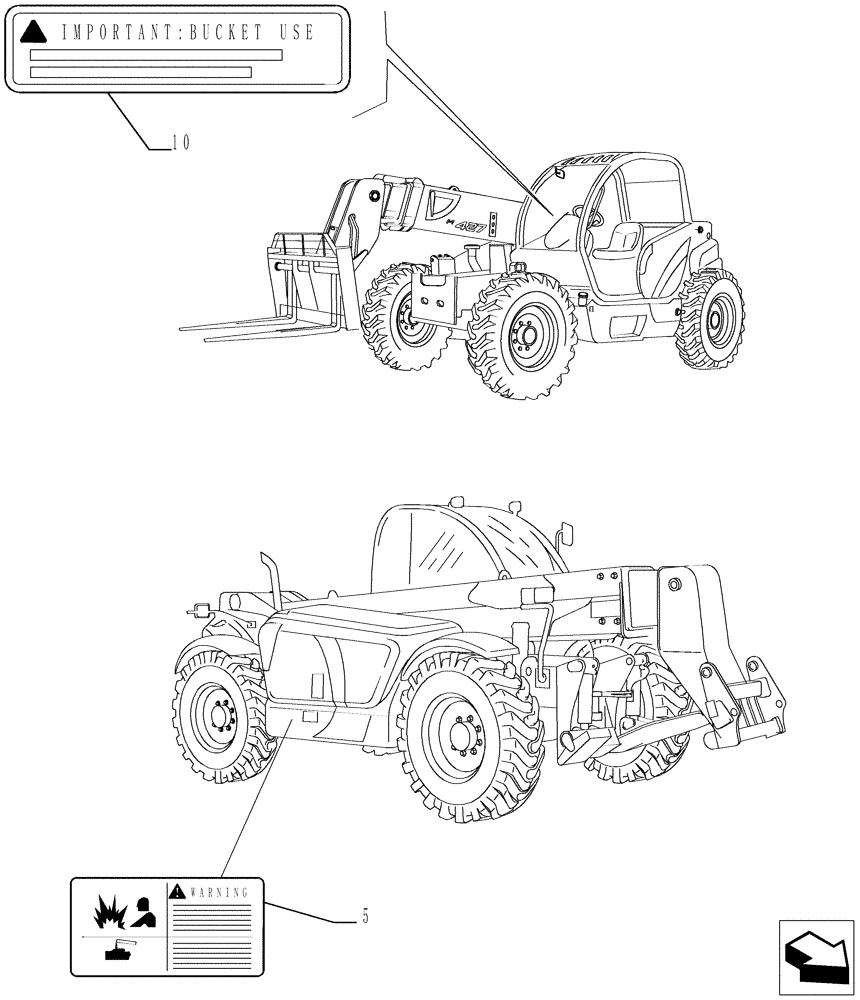 Схема запчастей Case TX945 - (9.00980[03]) - SAFETY PLATES (ENGLISH) - OPTIONAL CODE 749097001 (90) - PLATFORM, CAB, BODYWORK AND DECALS