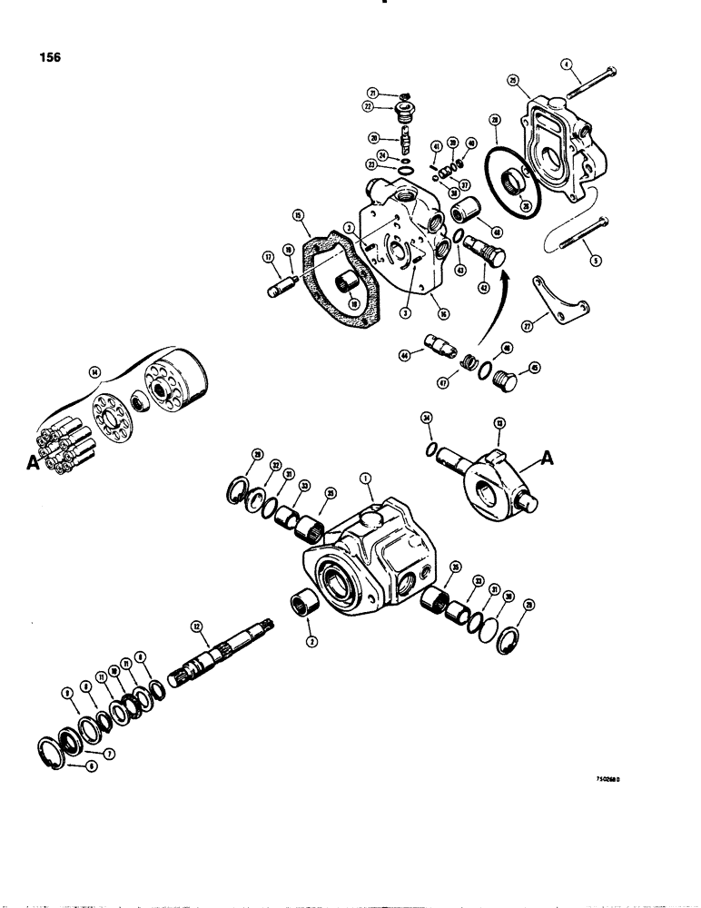 Схема запчастей Case 1845 - (156) - D66341 VARIABLE DISPLACEMENT PUMP, CESSNA NO. 70442-DAN (35) - HYDRAULIC SYSTEMS