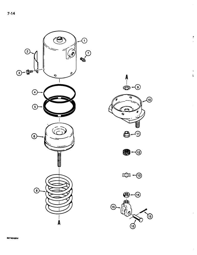 Схема запчастей Case 680L - (7-14) - PARKING BRAKE ACTUATOR (07) - BRAKES