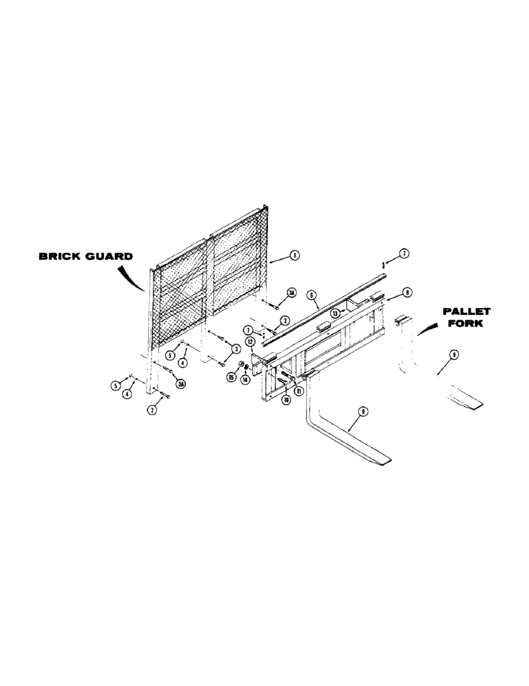 Схема запчастей Case 1500-SERIES - (102) - PALLET FORK AND BRICK GUARD (89) - TOOLS