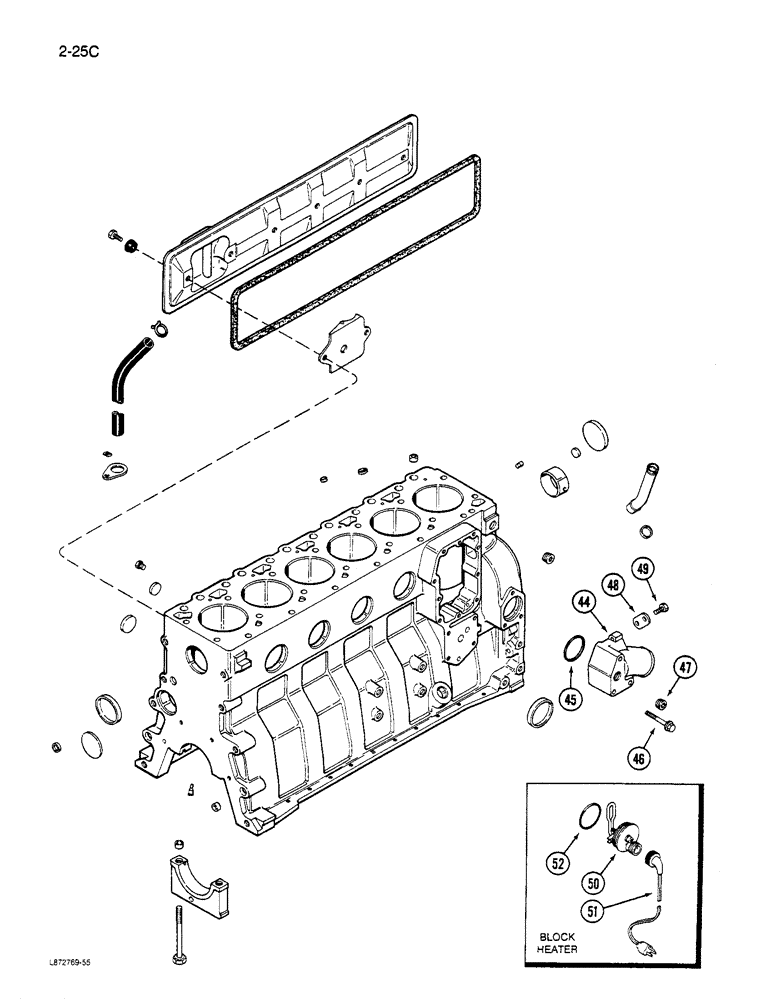 Схема запчастей Case 855D - (2-25[C]) - CYLINDER BLOCK, 6T-590 ENGINE, PRIOR TO ENGINE SERIAL NO. 44511034 (02) - ENGINE