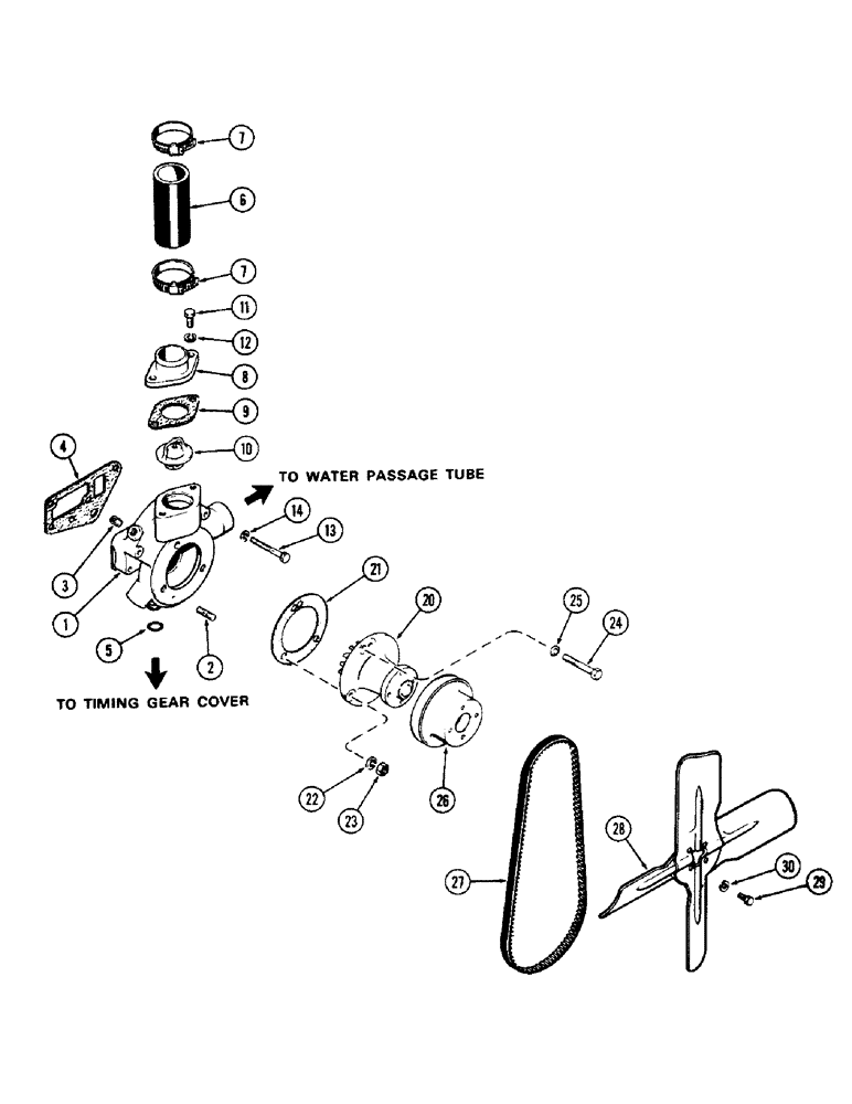 Схема запчастей Case 580B - (015A) - WATER PUMP, FAN & BELT, (188) DIESEL ENGINE, 1ST USED END. SN 2728315 (02) - ENGINE