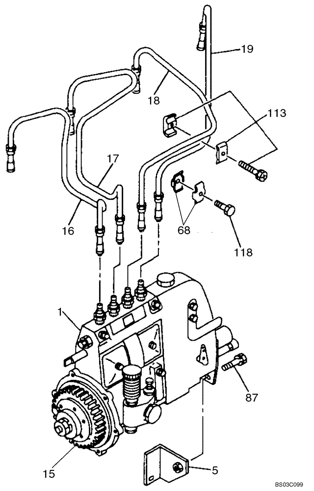 Схема запчастей Case CX75SR - (03-07) - FUEL INJECTION PUMP AND DRIVE (03) - FUEL SYSTEM