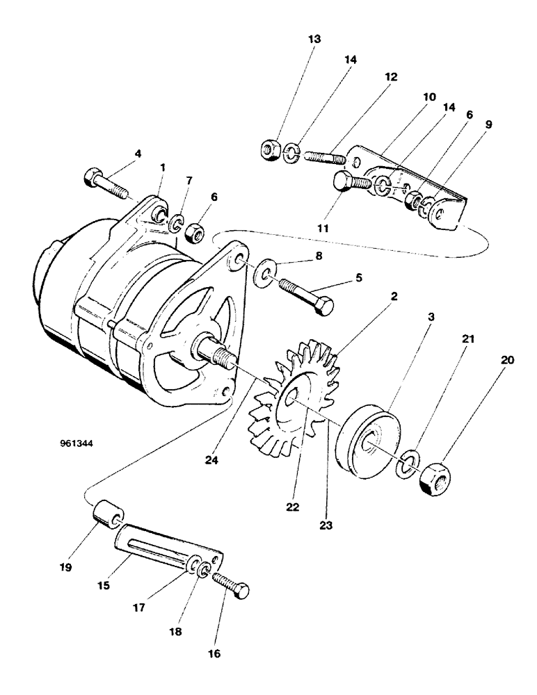 Схема запчастей Case 580G - (36) - ALTERNATOR AND MOUNTING PARTS (10) - ENGINE