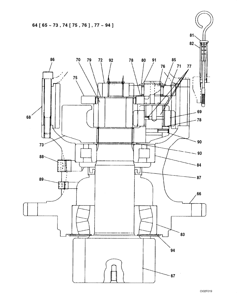 Схема запчастей Case CX135SR - (08-069) - MOTOR ASSY - SWING (08) - HYDRAULICS