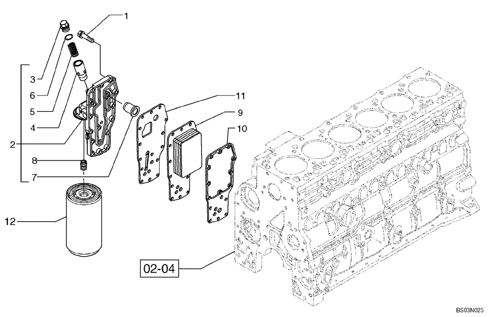 Схема запчастей Case 865B AWD - (02-32[01]) - OIL FILTER AND COOLER (02) - ENGINE