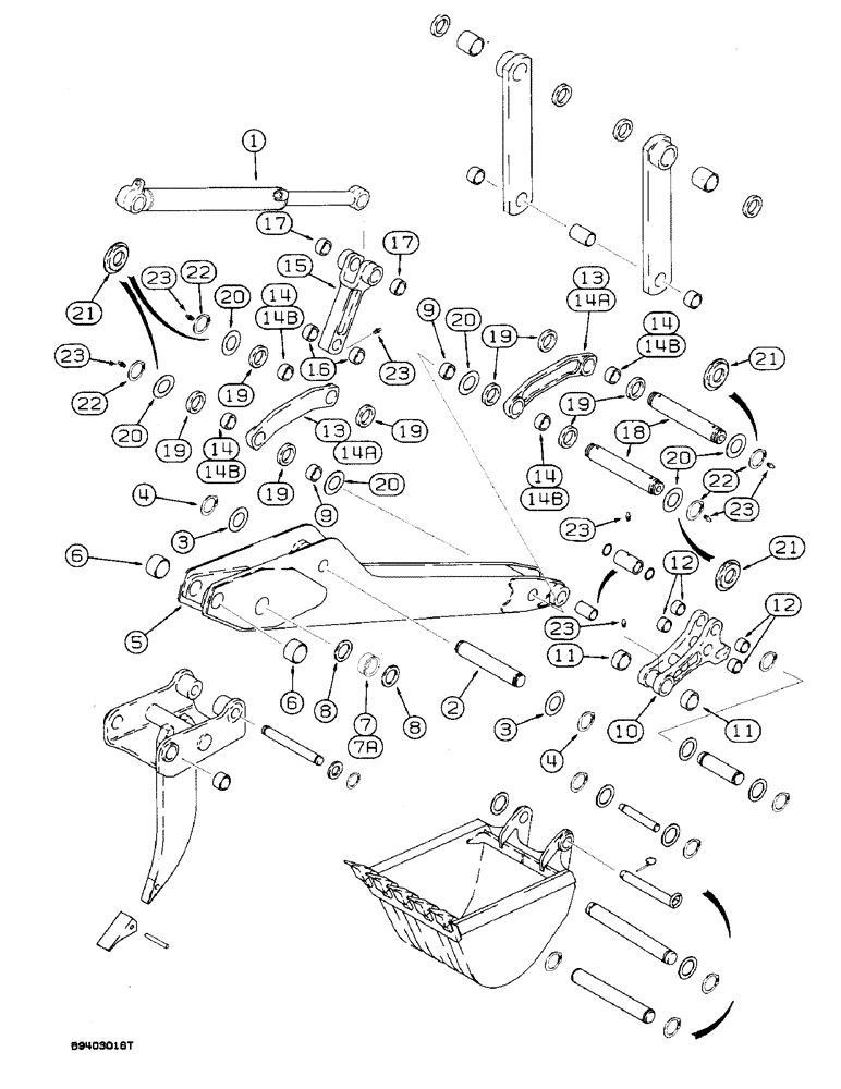 Схема запчастей Case 590 - (9-044) - BACKHOE DIPPER AND BUCKET (09) - CHASSIS/ATTACHMENTS