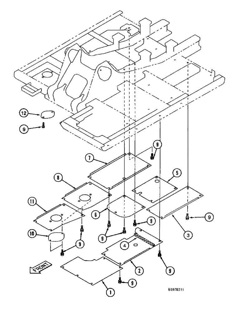 Схема запчастей Case 9040B - (9-014) - TURNTABLE ACCESS COVERS, P.I.N. DAC04#2001 AND AFTER (09) - CHASSIS
