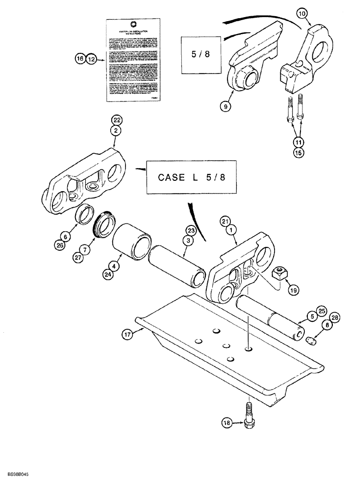 Схема запчастей Case 650G - (5-11K) - EXTENDED LIFE TRACK CHAIN (WITH 5/8 INCH MOUNTING HARDWARE) (11) - TRACKS/STEERING