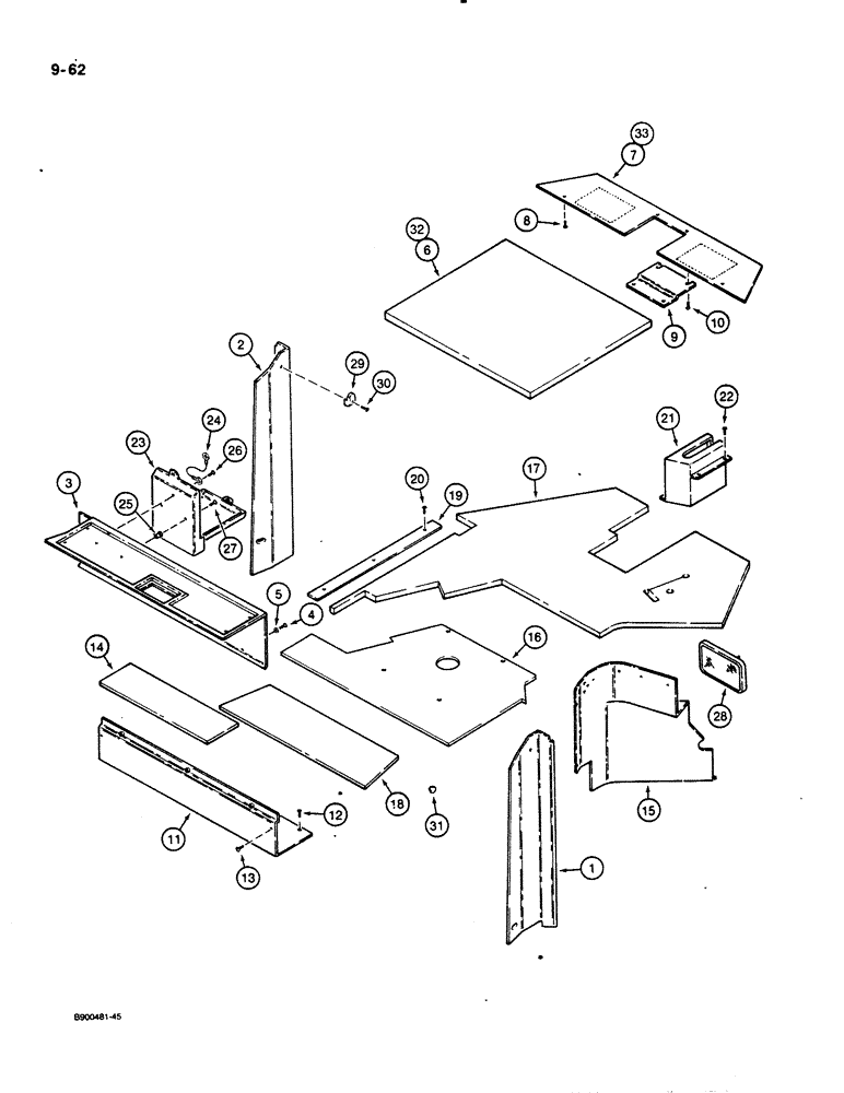 Схема запчастей Case 621 - (9-062) - CAB INTERIOR (09) - CHASSIS/ATTACHMENTS