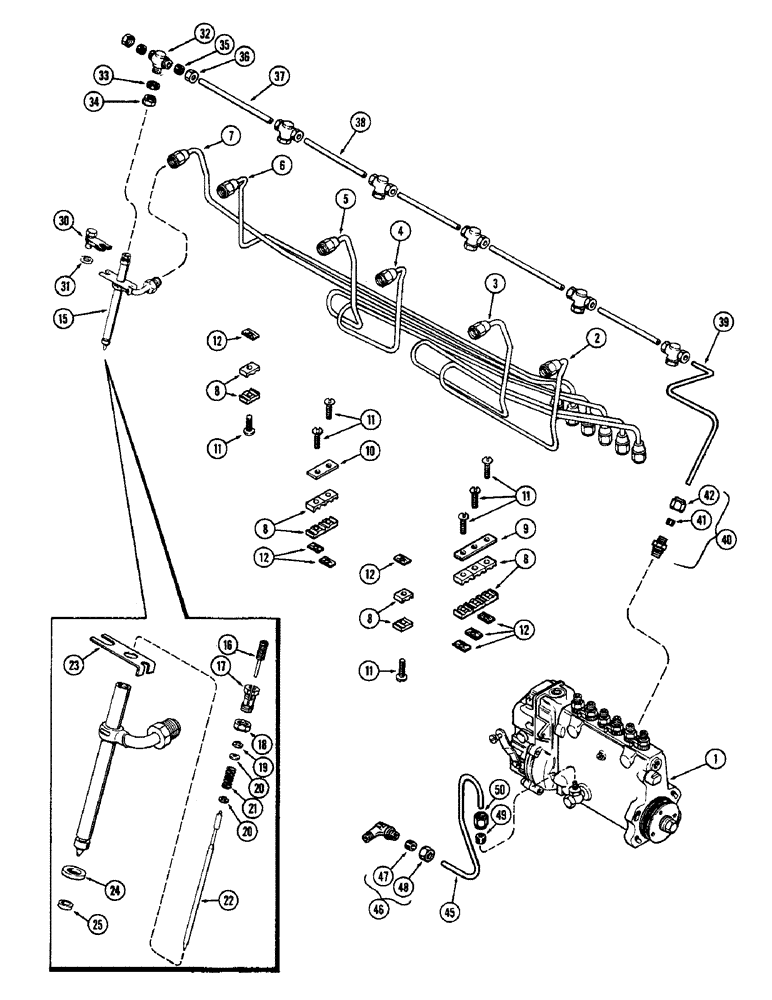 Схема запчастей Case W9E - (028) - FUEL INJECTION SYSTEM, (401B) DIESEL ENGINE (03) - FUEL SYSTEM