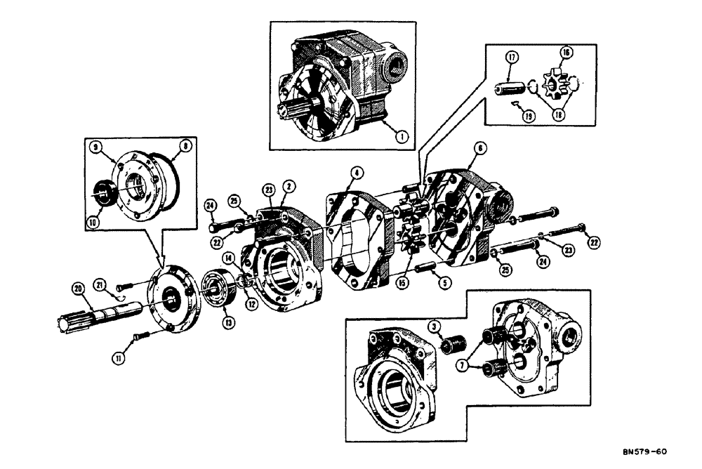 Схема запчастей Case 310E - (071) - D25569 HYDRAULIC PUMP (15 G.P.M) (07) - HYDRAULIC SYSTEM