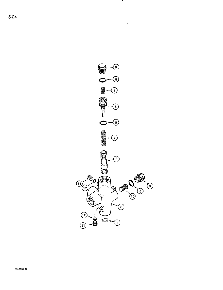 Схема запчастей Case 821 - (5-024) - AUXILIARY STEERING VALVE - L125515 (05) - STEERING