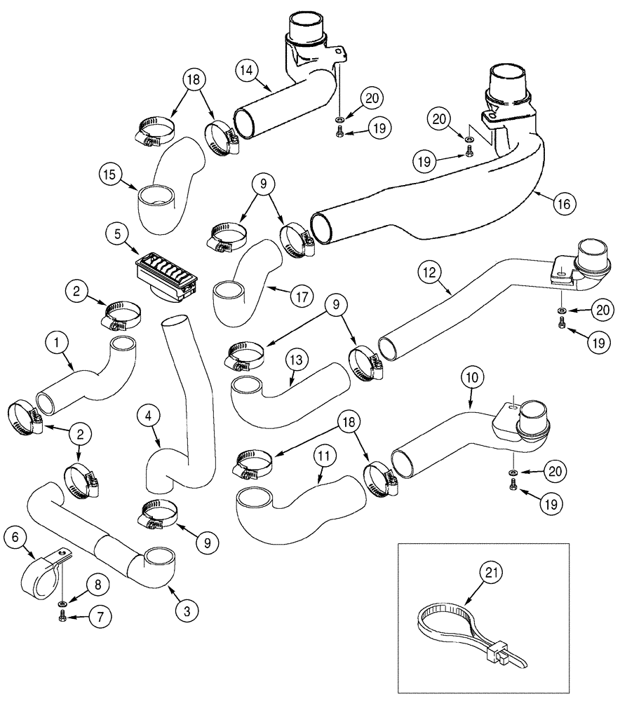 Схема запчастей Case 621D - (09-46) - CAB - HEATER AND AIR CONDITIONING DUCTS (09) - CHASSIS