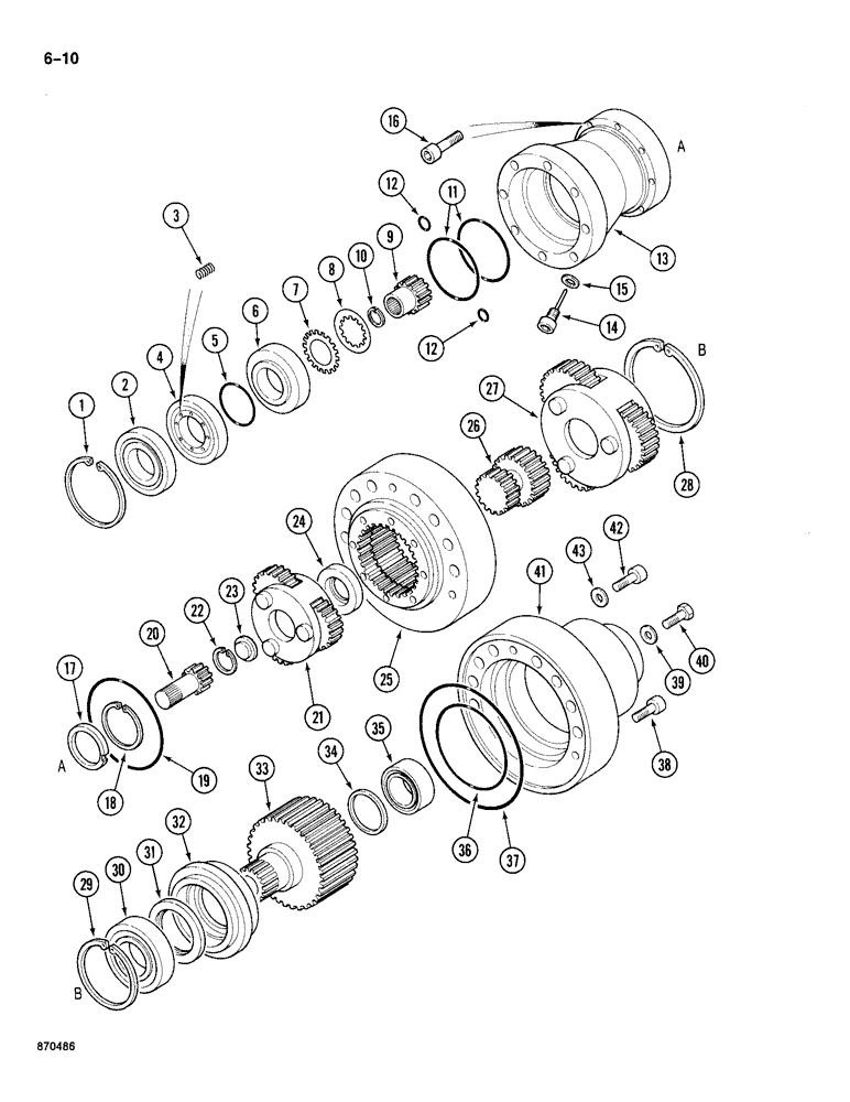 Схема запчастей Case 688 - (6-10) - SWING TRANSMISSION, P.I.N. FROM 11601 TO 11652 (06) - POWER TRAIN