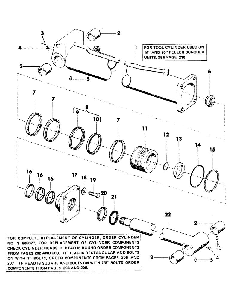Схема запчастей Case 40BLC - (208) - HOIST, CROWD AND TOOL CYLINDER, (6.53" ID X 45.50" STROKE),(USED AS HOIST AND CROWD CYLINDER)ON 16", (07) - HYDRAULIC SYSTEM