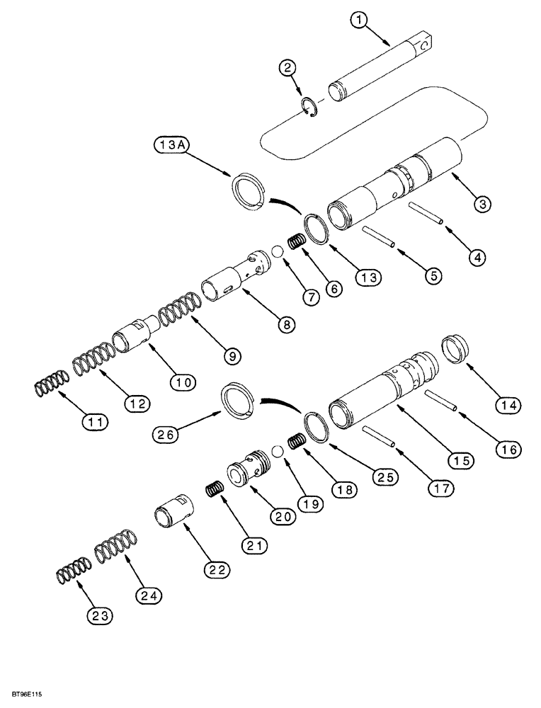 Схема запчастей Case 850G - (6-24) - TRANSMISSION CONTROL VALVE SPOOL ASSEMBLIES (03) - TRANSMISSION