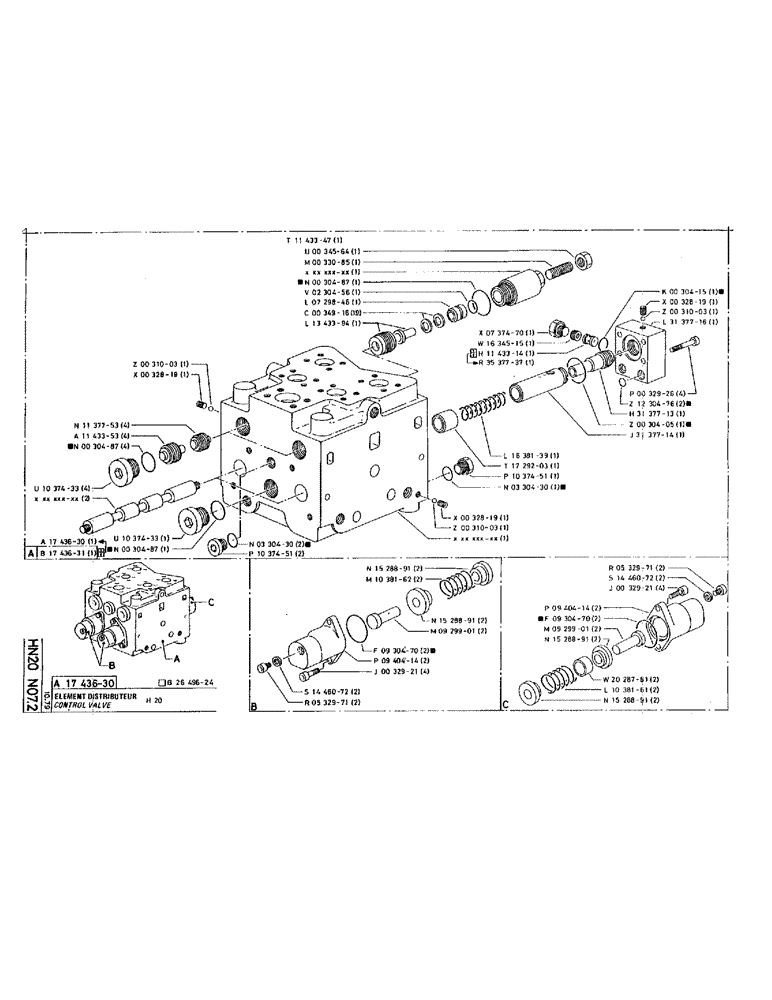 Схема запчастей Case 220 - (B-074) - CONTROL VALVE (07) - HYDRAULIC SYSTEM