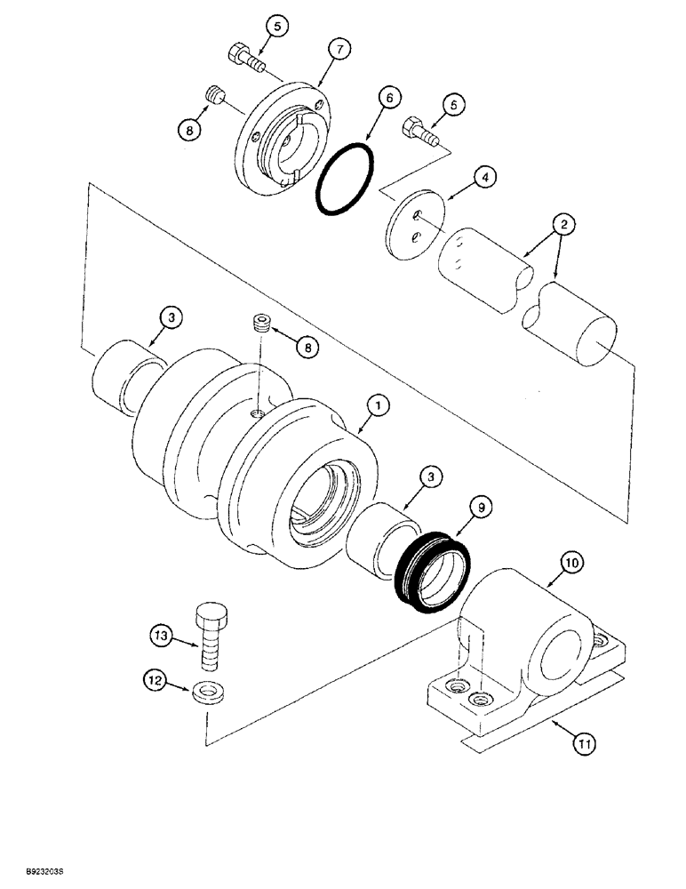 Схема запчастей Case 9045B - (5-10) - TRACK CARRIER ROLLER, ORIGINAL EQUIPMENT (11) - TRACKS/STEERING