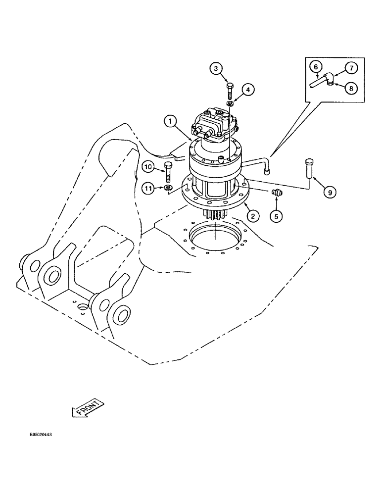 Схема запчастей Case 9020B - (8-154) - SWING DRIVE ASSEMBLY AND MOUNTING (08) - HYDRAULICS