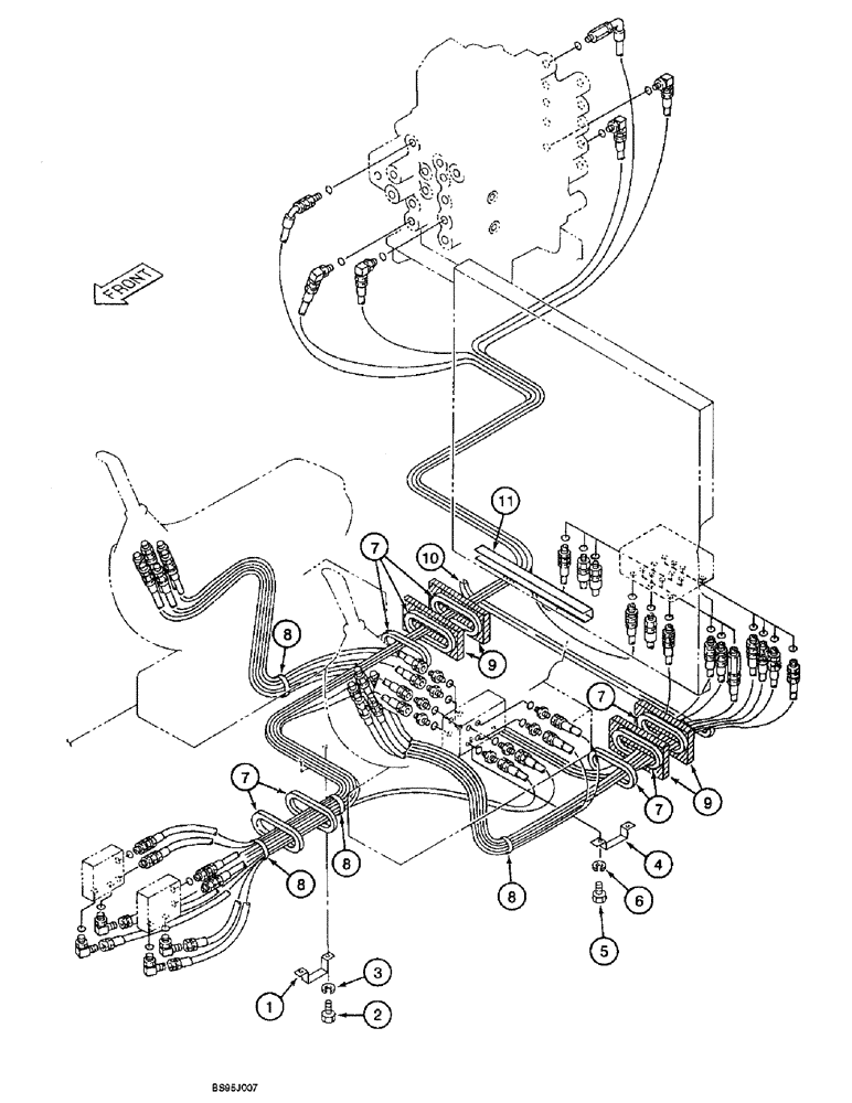 Схема запчастей Case 9060B - (8-030) - CONTROL COMPONENT MOUNTING AND HOSE SUPPORTS, CONTINUED (08) - HYDRAULICS