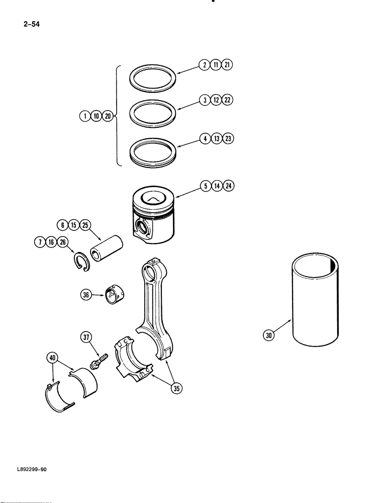 Схема запчастей Case 888 - (2-054) - PISTONS, 6T-590 DIESEL ENGINE (02) - ENGINE