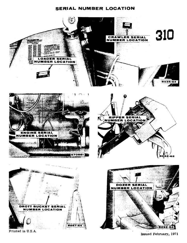 Схема запчастей Case 310G - (003) - SERIAL NUMBER LOCATION (00) - GENERAL