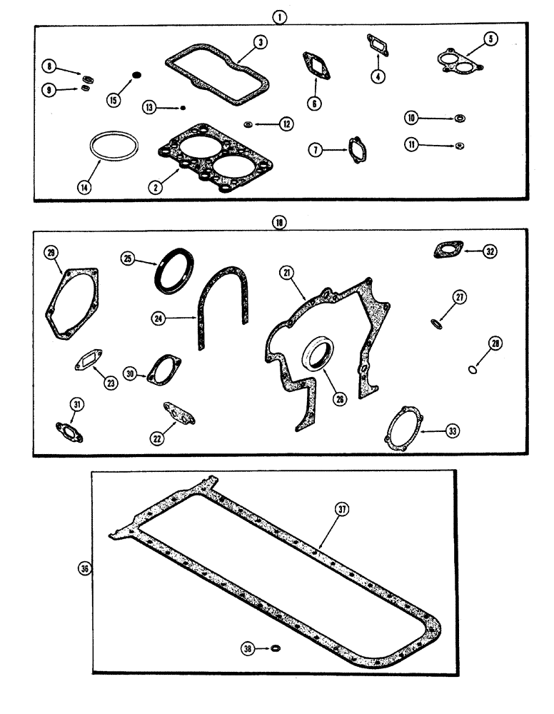 Схема запчастей Case W20 - (028) - (401B) DIESEL ENGINE GASKET KITS (02) - ENGINE